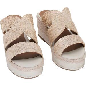 Style Co Hattie Raffia Wedge Slide Sandals Cream Women's US 5.5M